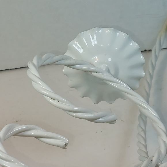 Vintage Home Interiors White Metal Twisted Rope Candle Holder - Picture 5 of 7
